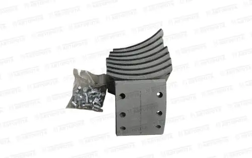 Накладка для а/м КАМАЗ тормозной колодки (сверленая) (8 отверстий + 6 отверстий) (8шт + заклепки) 53229-3501105-СР (Аккор) - Авторота