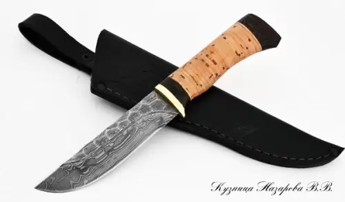 Нож Куз. Назарова, Беркут, дамаск/камень, береста - Авторота