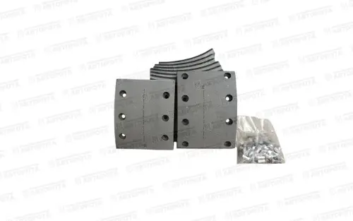 Накладка для а/м КАМАЗ тормозной колодки (сверленая) (8 отверстий + 6 отверстий) (8шт + заклепки) 53229-3501105-СР (Аккор) - Авторота