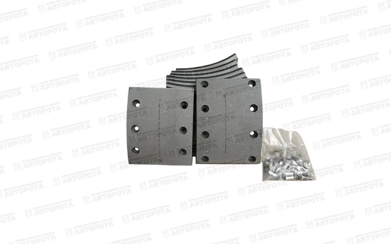 Накладка для а/м КАМАЗ тормозной колодки (сверленая) (8 отверстий + 6 отверстий) (8шт + заклепки) 53229-3501105-СР (Аккор) - Авторота