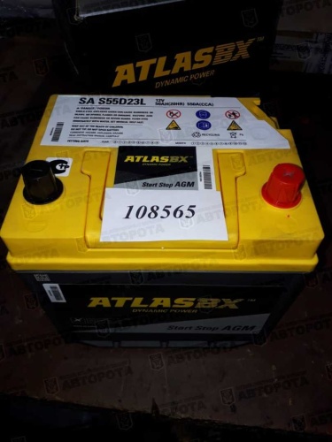 АКБ 6СТ- 50 ATLAS AGM AX  S55D23L e с нижн. крепл. (обратная полярность) - Авторота