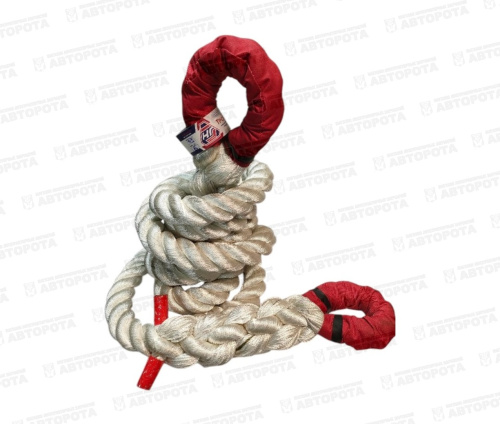 Трос буксировочный 43,0т/ 8м/56мм, рывковый, канат, 2 петли, полиамид (НГ-Сервис) - Авторота